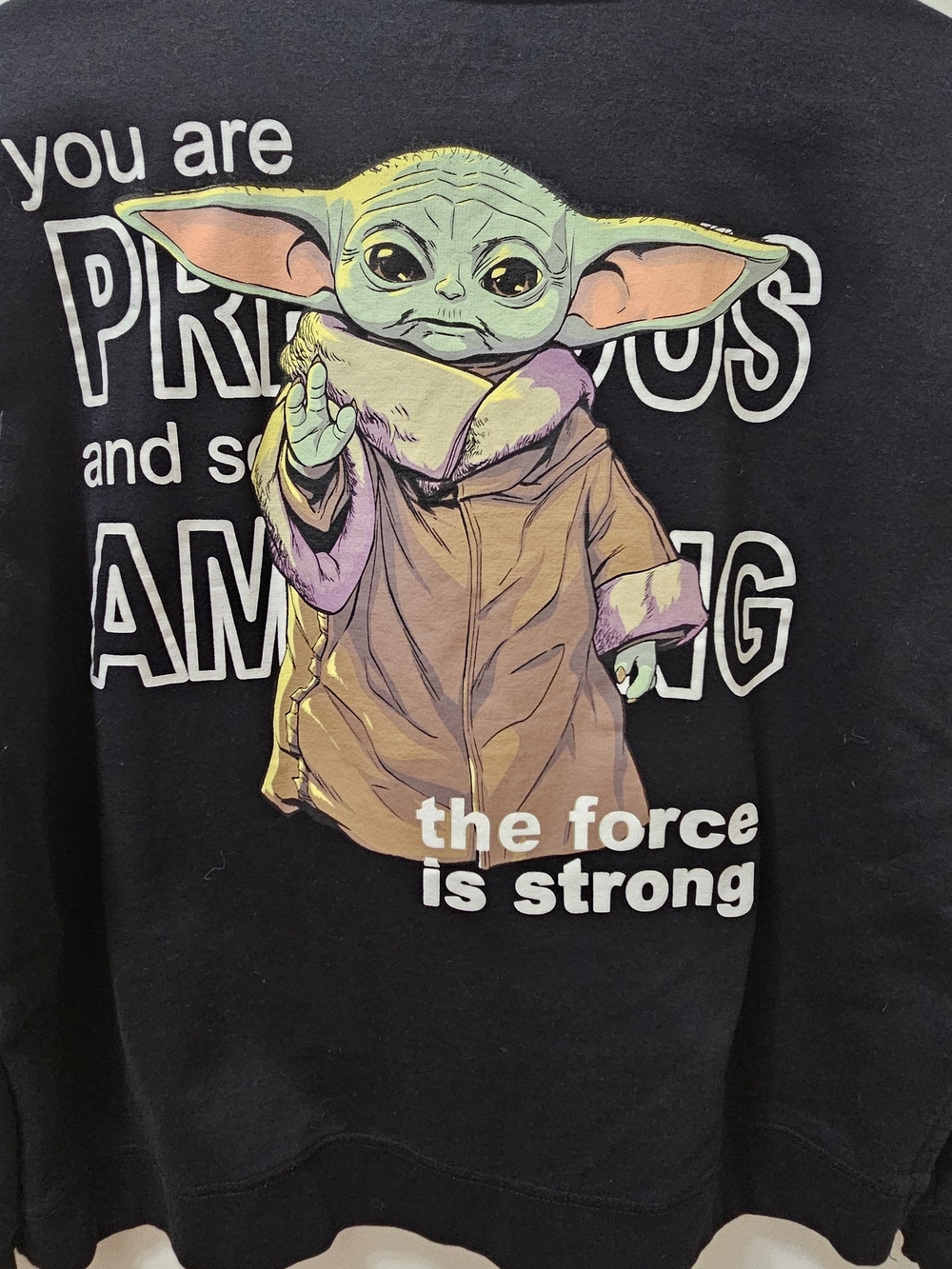 Star Wars Kids Black Sweatshirt with Green Baby Yoda Graphic